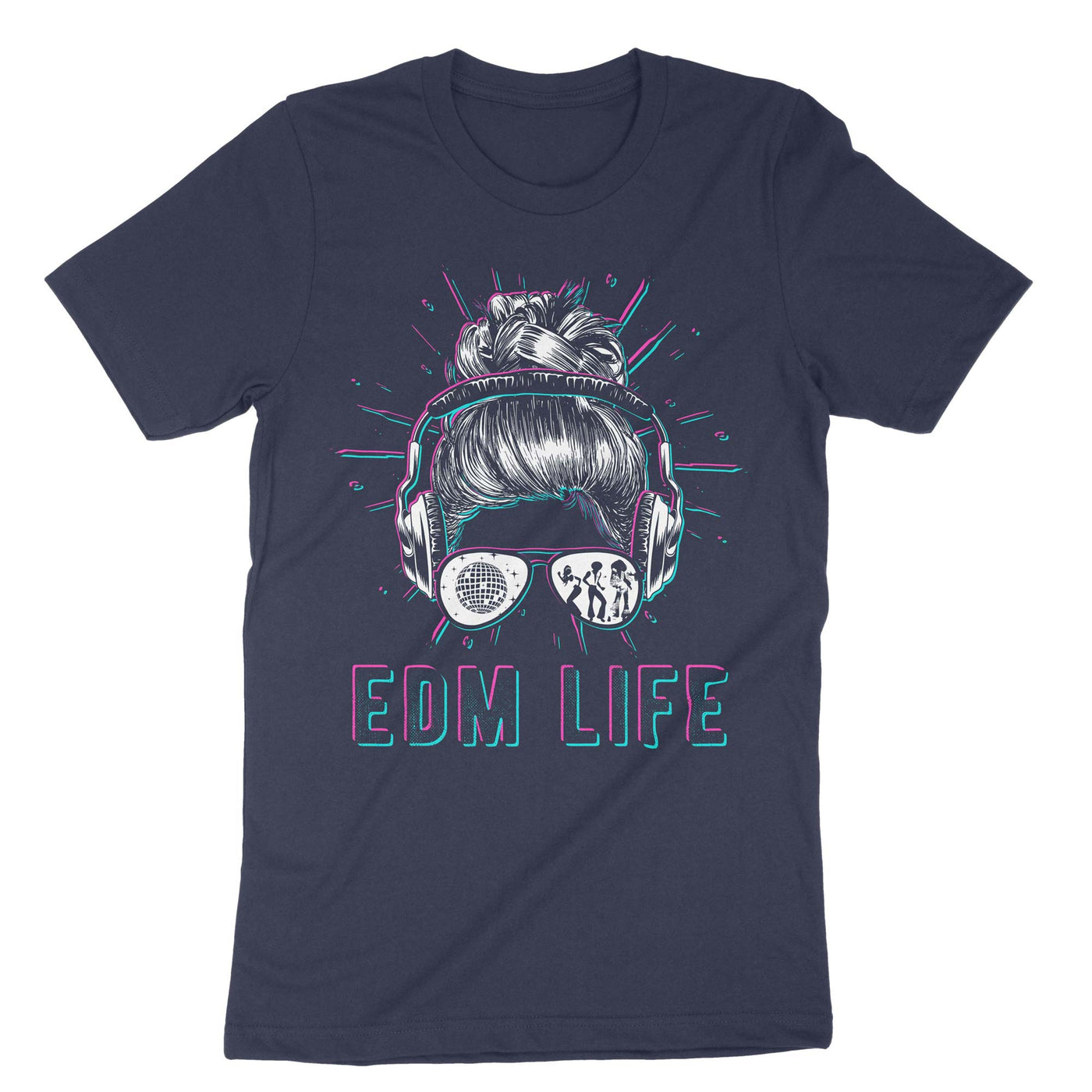 Navy Edm Life Messy Bun T-Shirt#color_navy