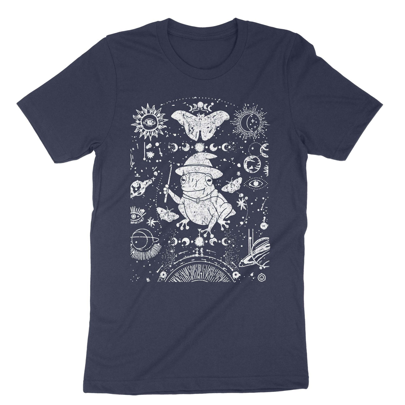 Navy Frog Wizard Dark Academia Aesthetic T-Shirt#color_navy