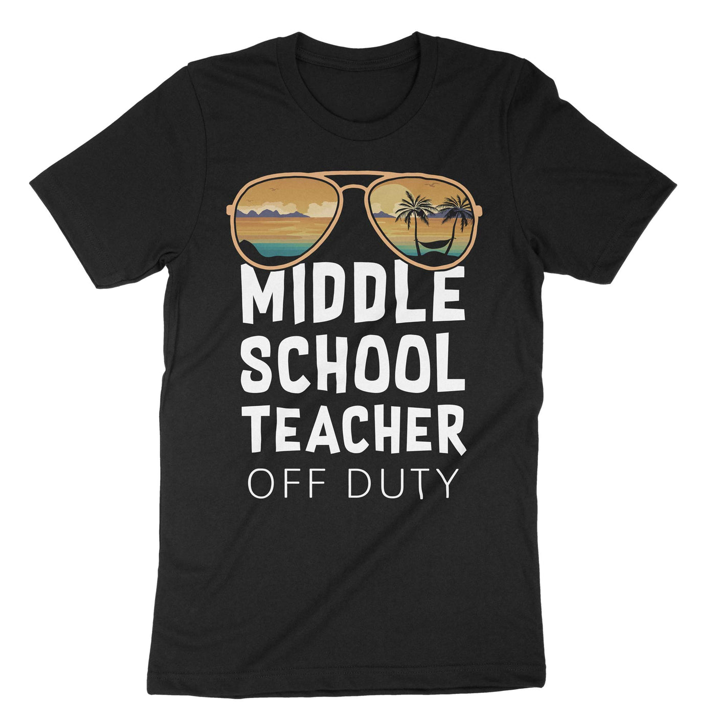 Black Middle School Teacher Off Duty T-Shirt#color_black