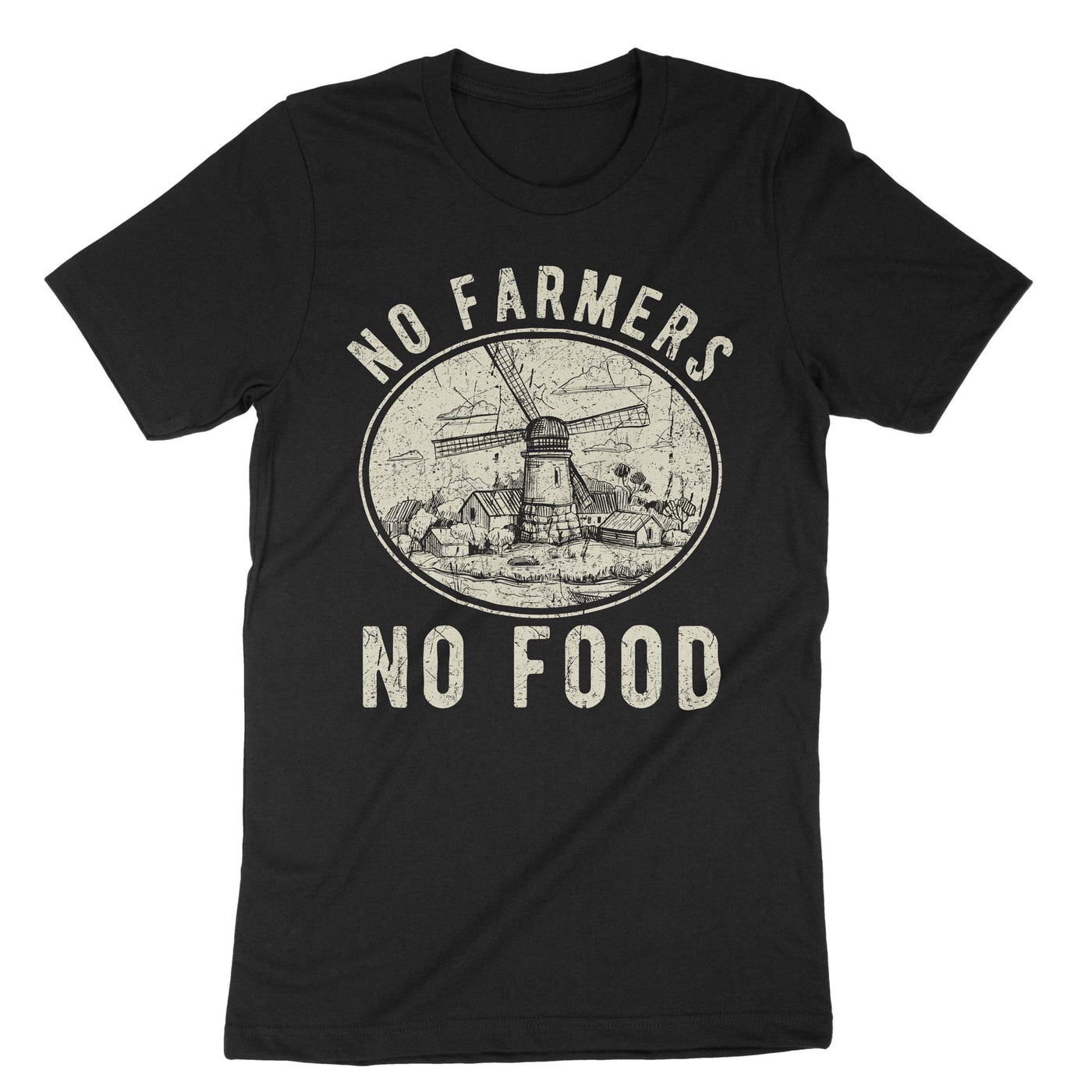 Black No Farmers No Food T-Shirt#color_black