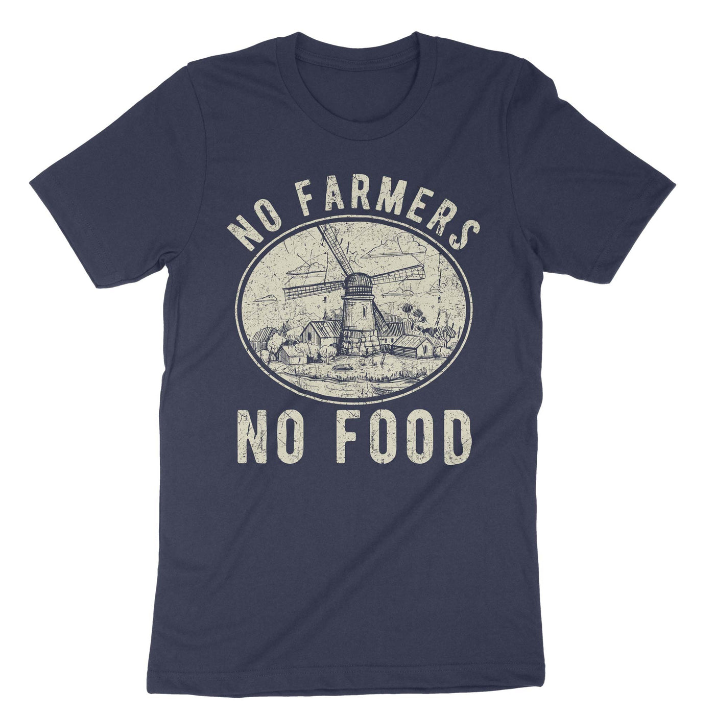 Navy No Farmers No Food T-Shirt#color_navy