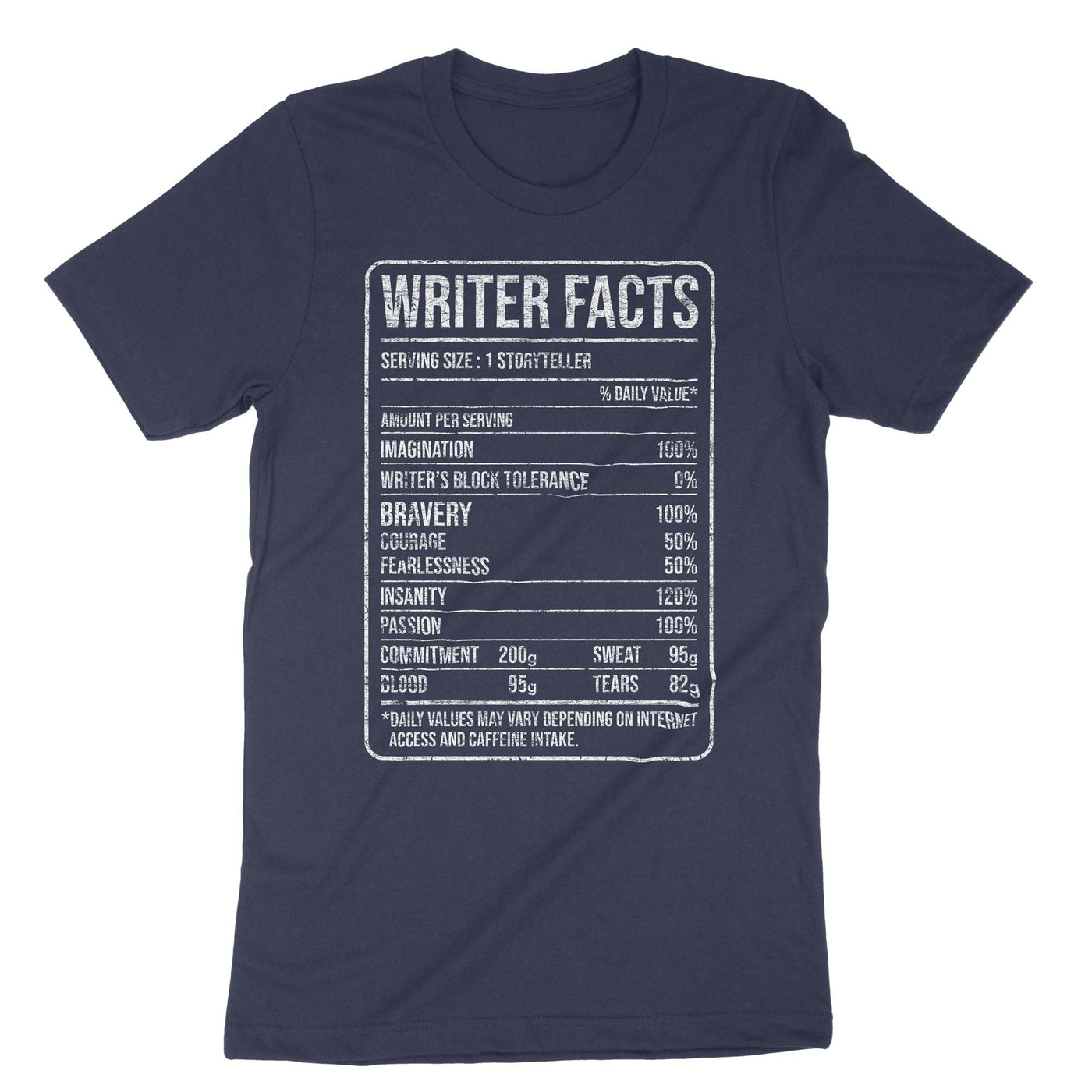 Navy Writer Nutrition Facts T-Shirt#color_navy