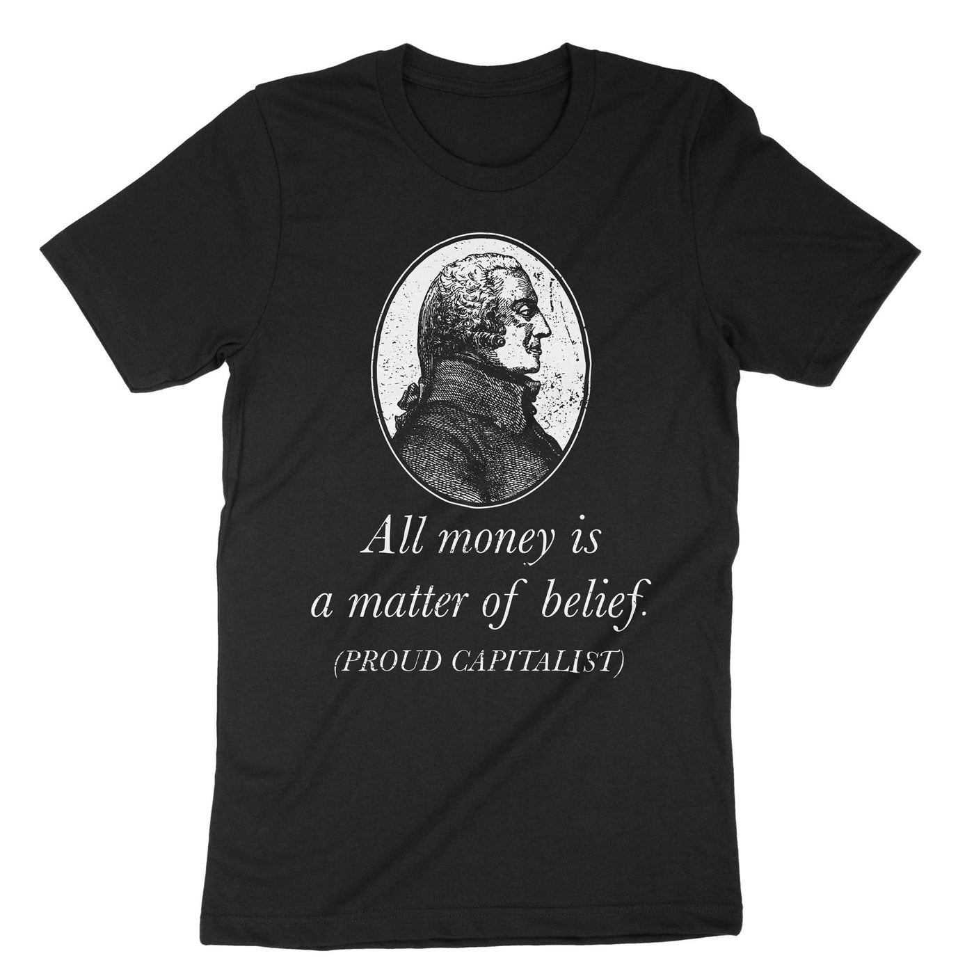Black Adam Smith All Money Is A Matter Of Belief T-Shirt#color_black