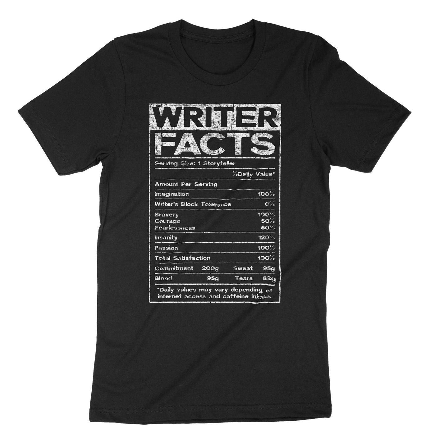 Black Writer Nutrition Facts T-Shirt#color_black