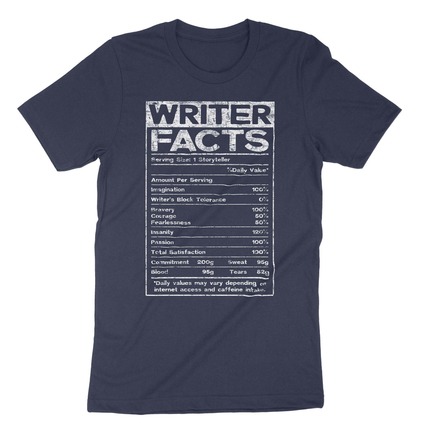 Navy Writer Nutrition Facts T-Shirt#color_navy