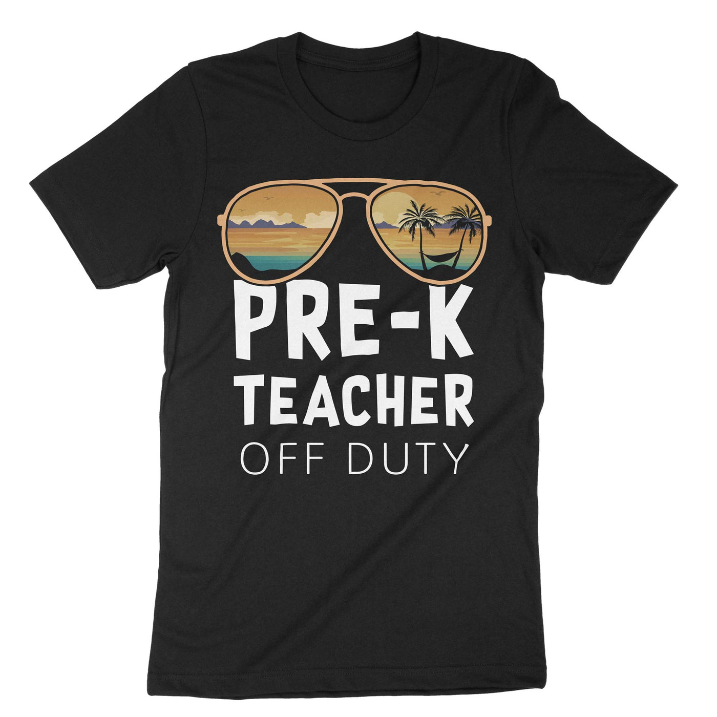 Black Pre-k Teacher Off Duty T-Shirt#color_black