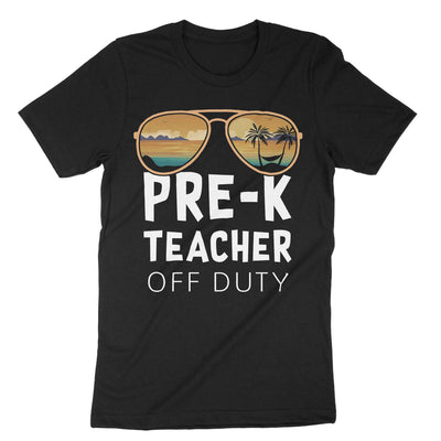 Black Pre-k Teacher Off Duty T-Shirt#color_black