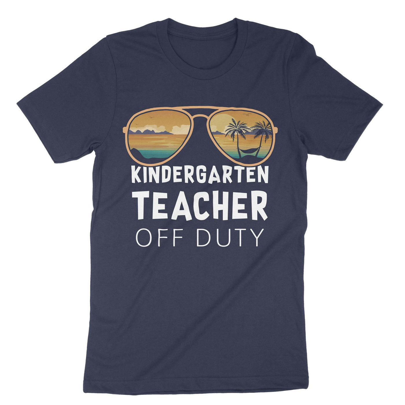 Navy Kindergarten Teacher Off Duty T-Shirt#color_navy