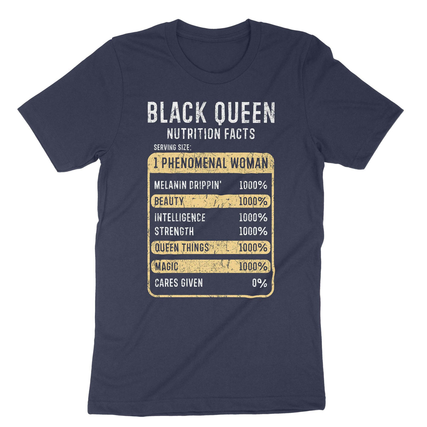 Navy Black Queen Nutrition Facts T-Shirt#color_navy