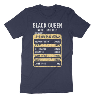 Navy Black Queen Nutrition Facts T-Shirt#color_navy