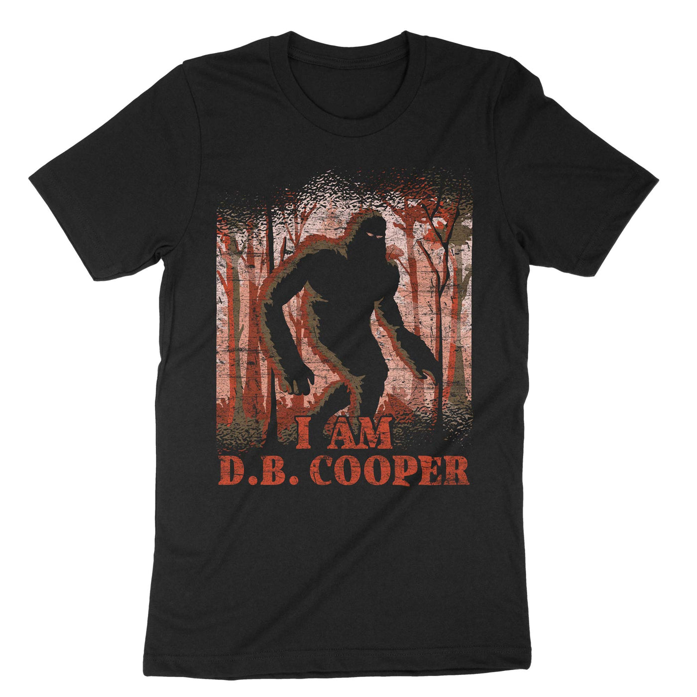 Black Funny Bigfoot Db Cooper T-Shirt#color_black