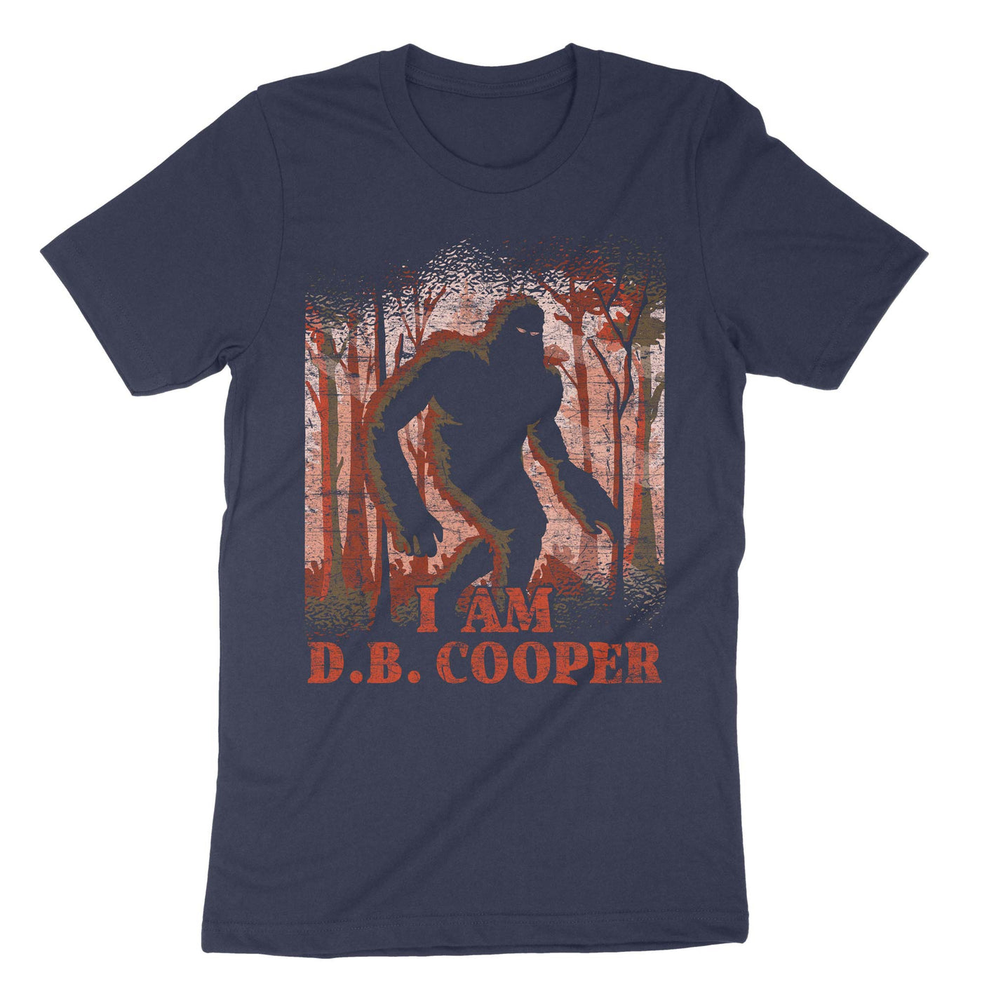 Navy Funny Bigfoot Db Cooper T-Shirt#color_navy