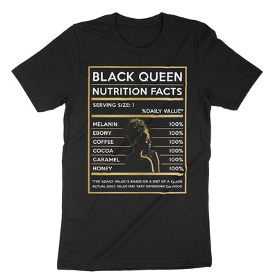 Black Black Queen Nutrition Facts T-Shirt#color_black