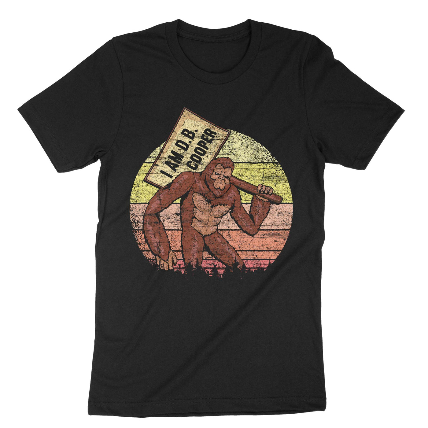 Black Funny Bigfoot Db Cooper T-Shirt#color_black