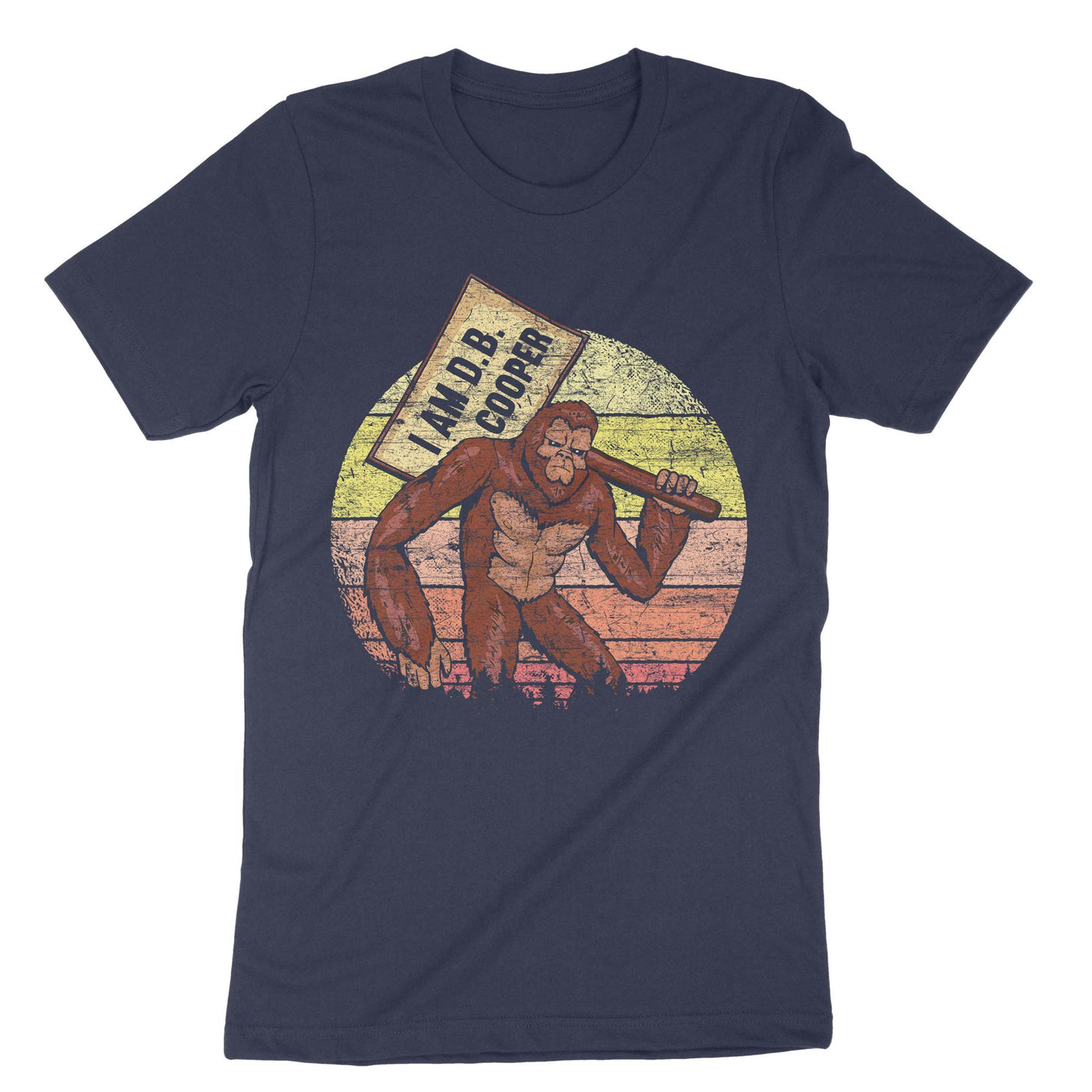 Navy Funny Bigfoot Db Cooper T-Shirt#color_navy