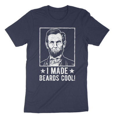 Navy Abraham Lincoln I Made Beards Cool T-Shirt#color_navy