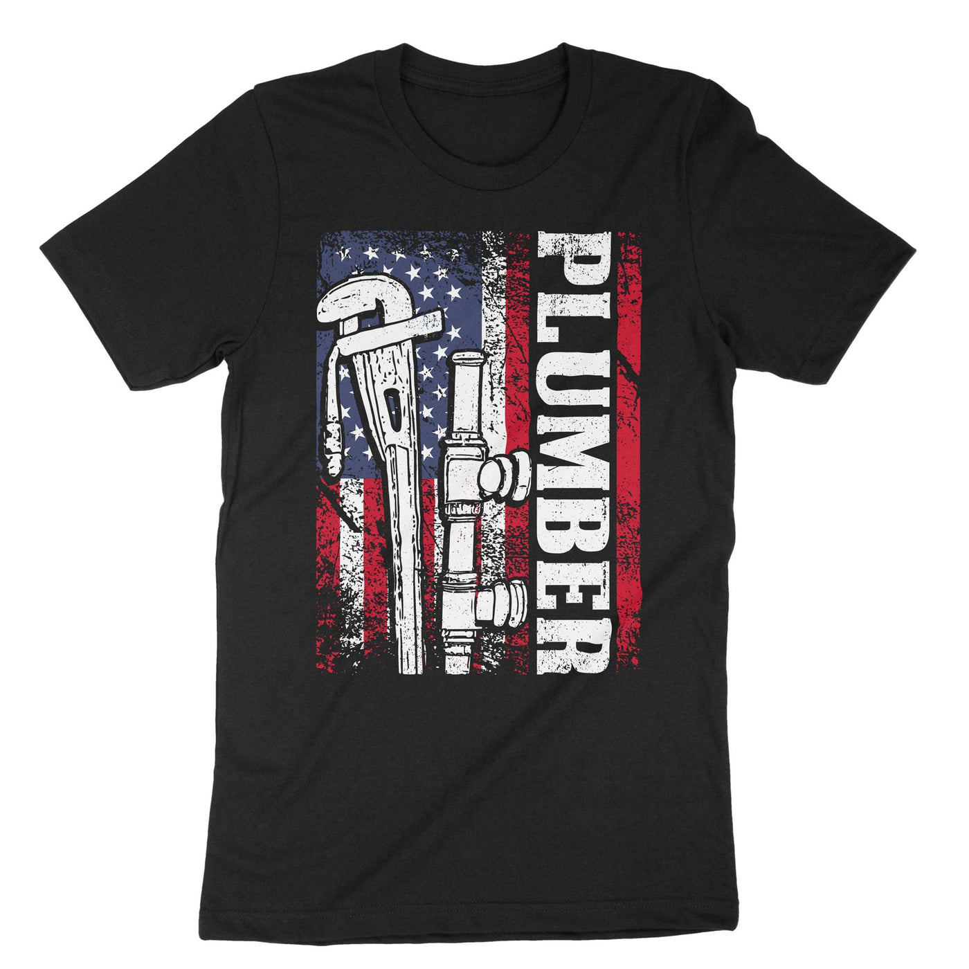 Black Patriotic Plumber T-Shirt#color_black