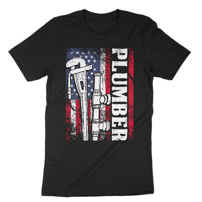Black Patriotic Plumber T-Shirt#color_black