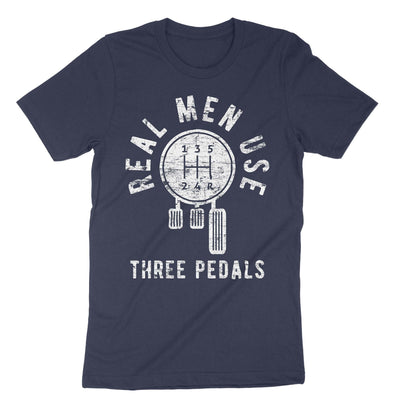 Navy Real Men Use Three Pedals T-Shirt#color_navy