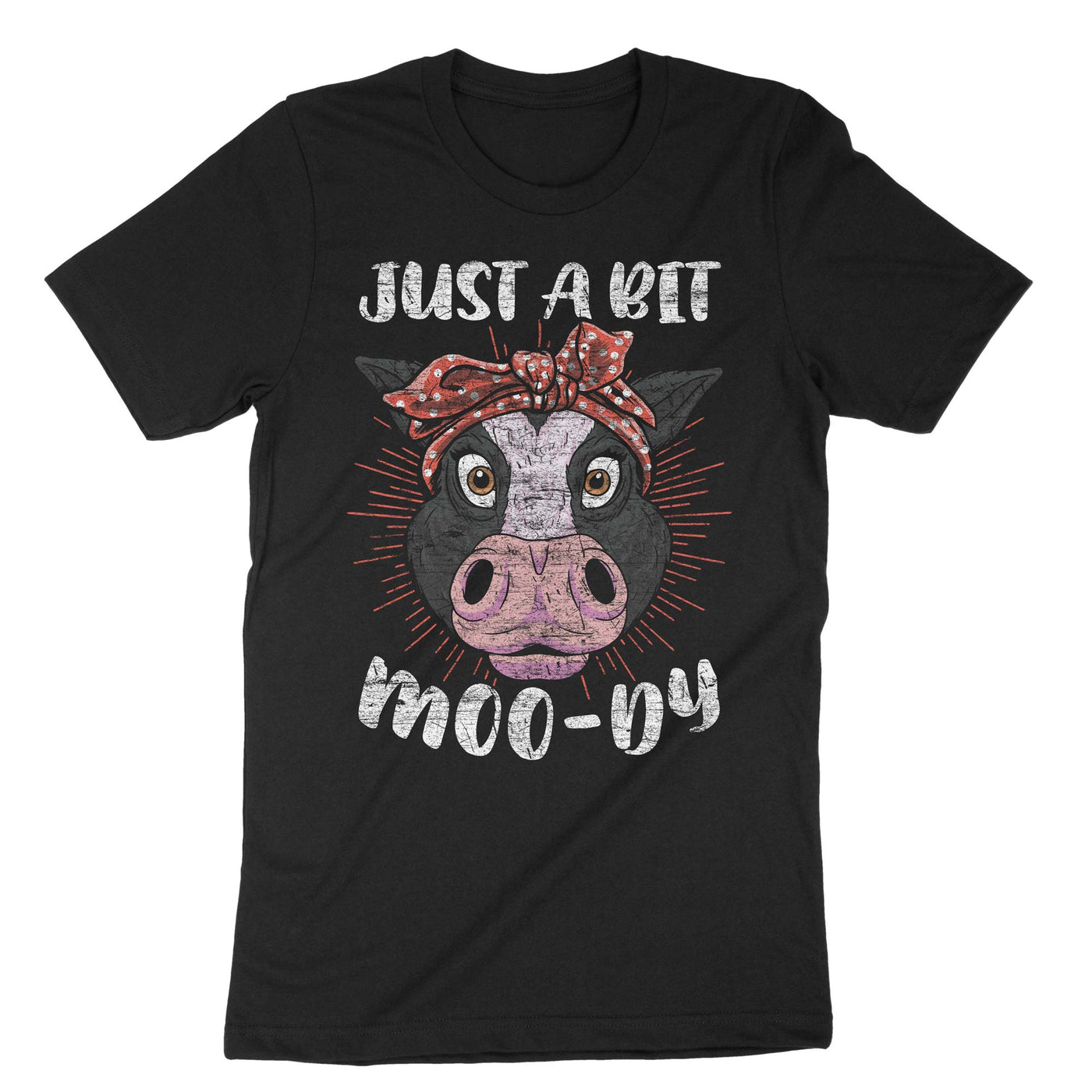 Black Just A Bit Moo-dy T-Shirt#color_black