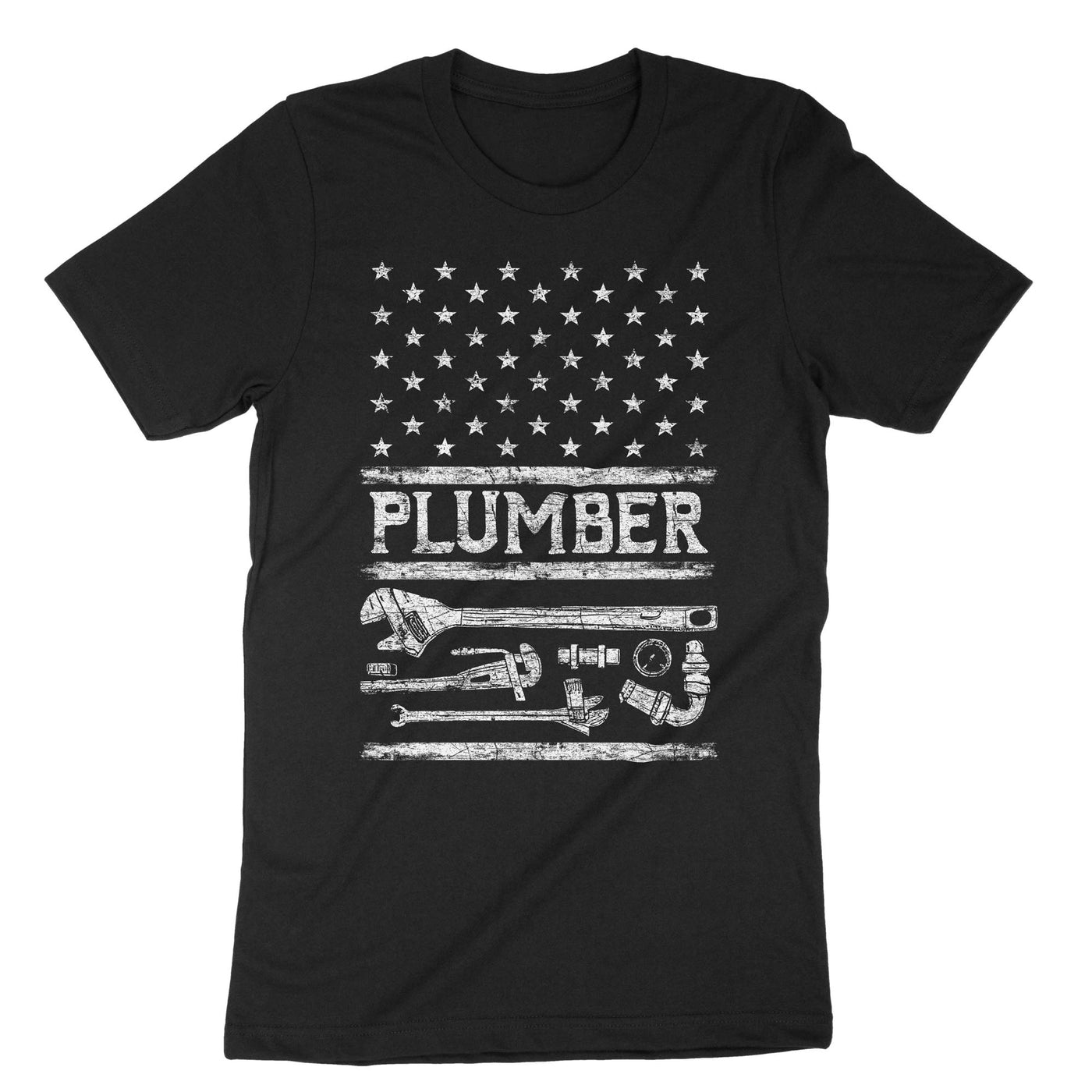 Black Patriotic Plumber T-Shirt#color_black