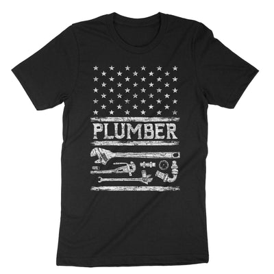 Black Patriotic Plumber T-Shirt#color_black