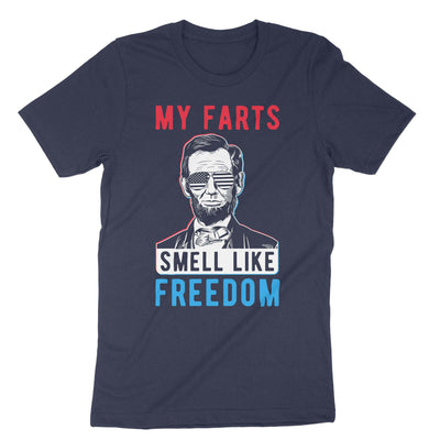 Navy Abraham Lincoln My Farts Smell Like Freedom T-Shirt#color_navy