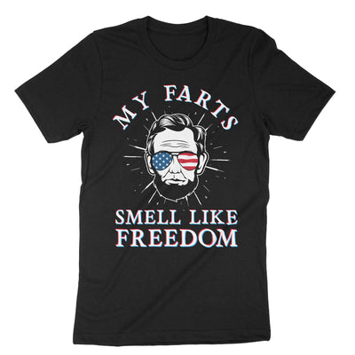 Black Abraham Lincoln My Farts Smell Like Freedom T-Shirt#color_black
