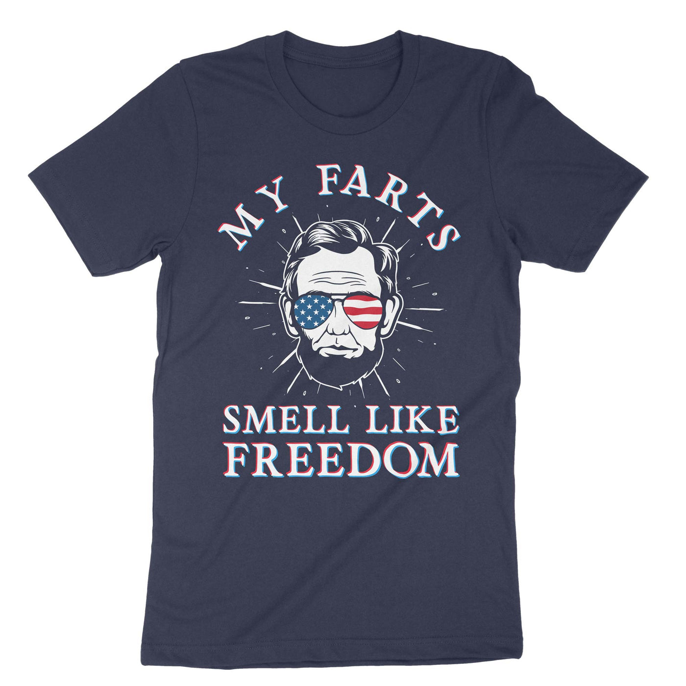 Navy Abraham Lincoln My Farts Smell Like Freedom T-Shirt#color_navy
