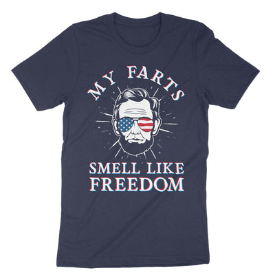 Navy Abraham Lincoln My Farts Smell Like Freedom T-Shirt#color_navy