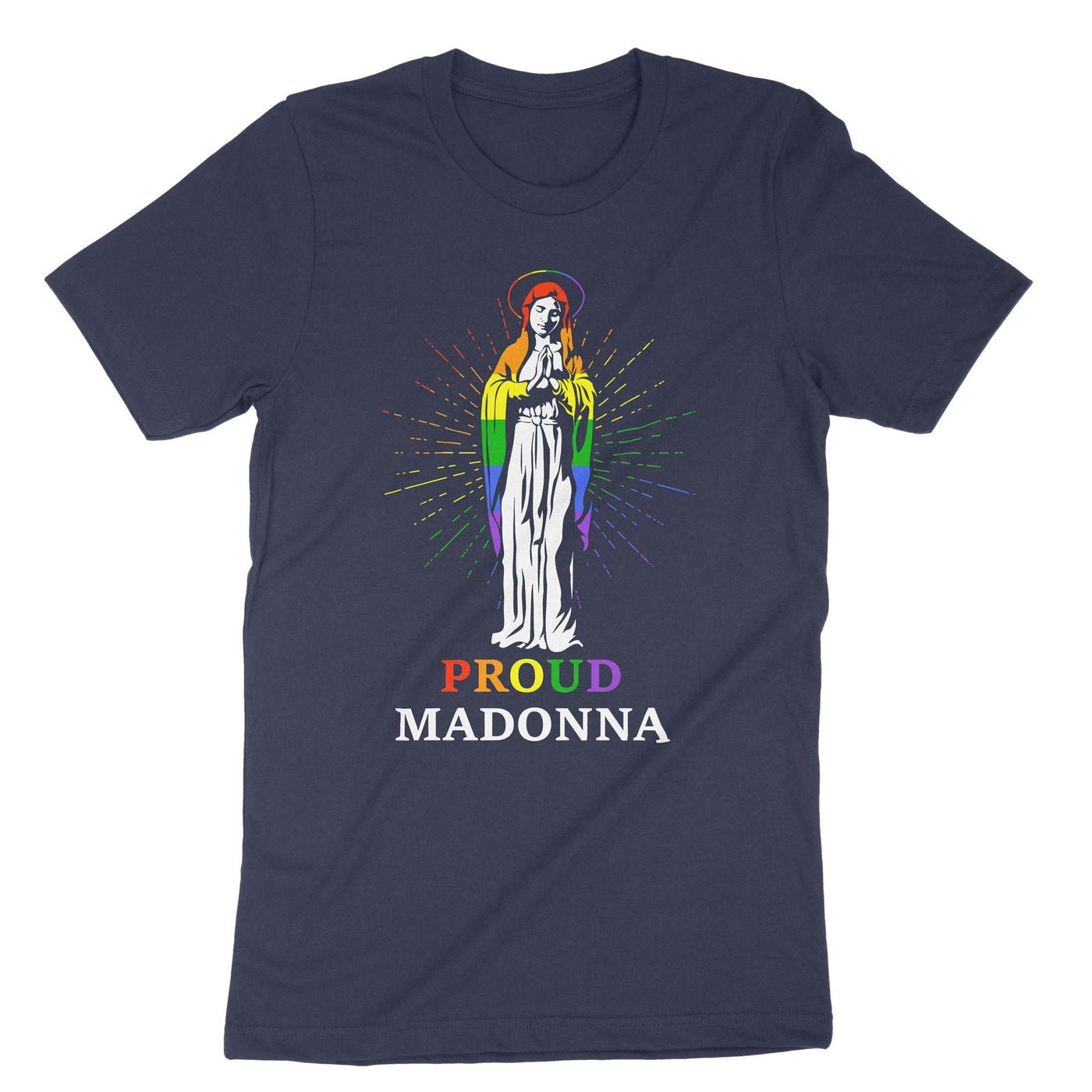 Navy Proud Madonna Lgbt Gay Pride T-Shirt#color_navy