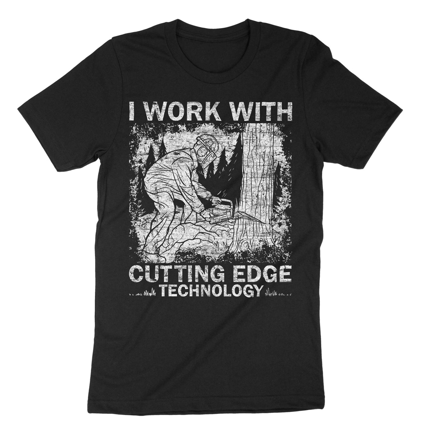 Black I Work With Cutting Edge Technology T-Shirt#color_black