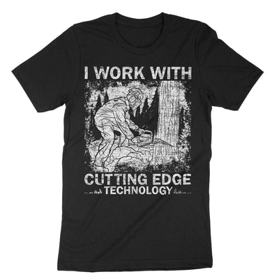 Black I Work With Cutting Edge Technology T-Shirt#color_black