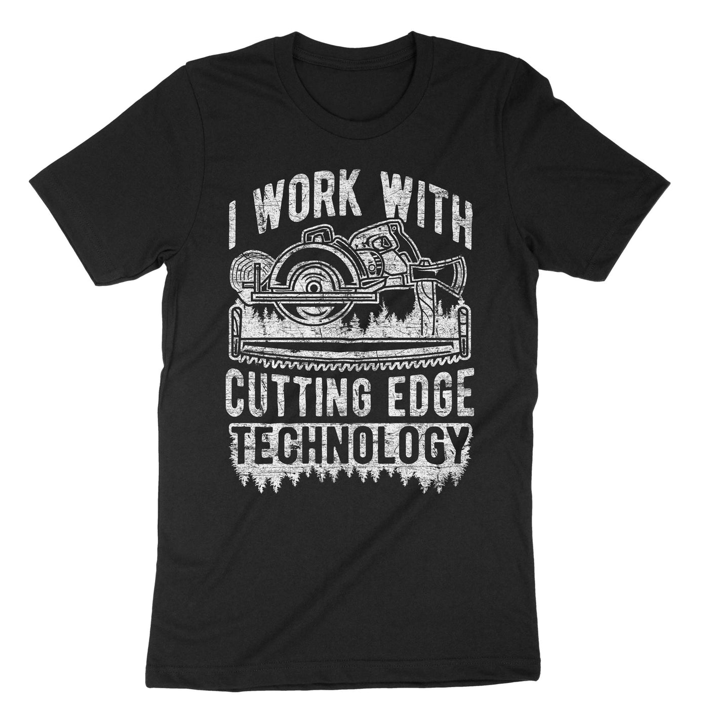 Black I Work With Cutting Edge Technology T-Shirt#color_black
