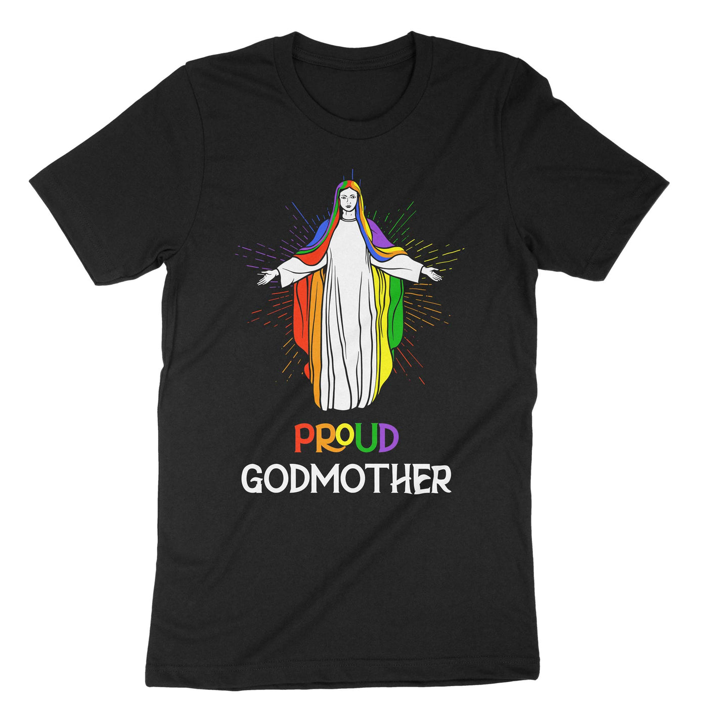 Black Proud Godmother Lgbt Gay Pride T-Shirt#color_black