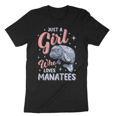 Black Just A Girl Who Loves Manatees T-Shirt#color_black