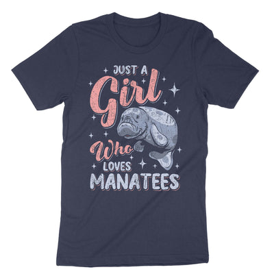 Navy Just A Girl Who Loves Manatees T-Shirt#color_navy