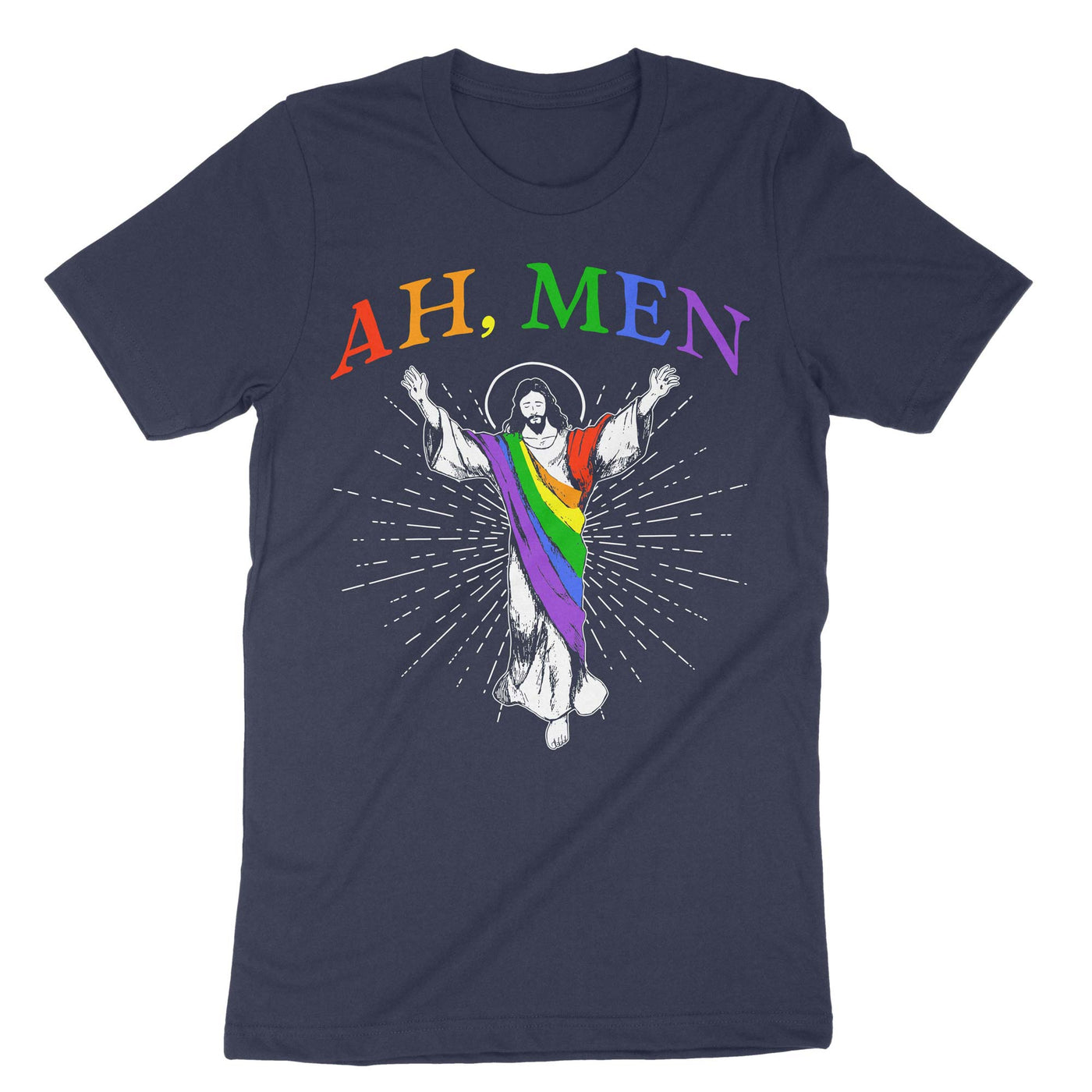 Navy Ah Men Jesus Lgbt T-Shirt#color_navy