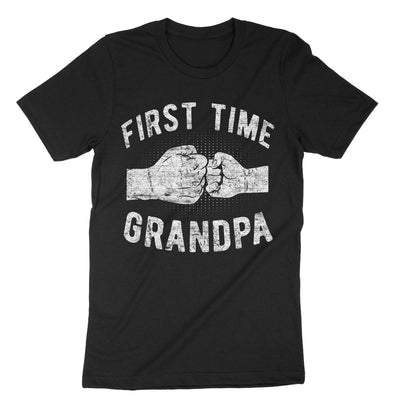 Black First Time Grandpa T-Shirt#color_black