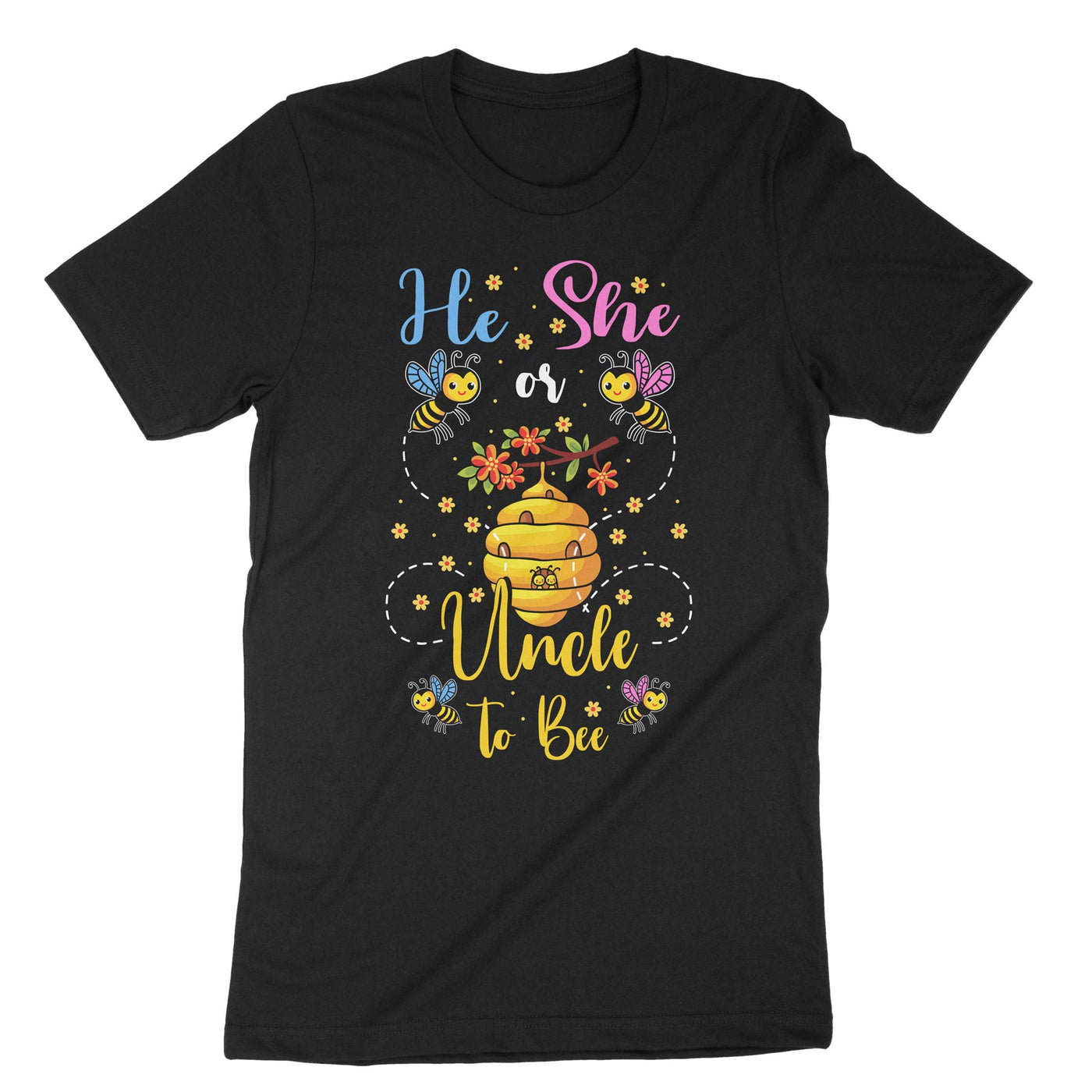 Black He Or She Uncle To Bee T-Shirt#color_black