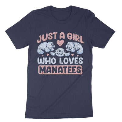 Navy Just A Girl Who Loves Manatees T-Shirt#color_navy