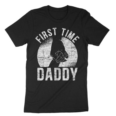 Black First Time Daddy T-Shirt#color_black