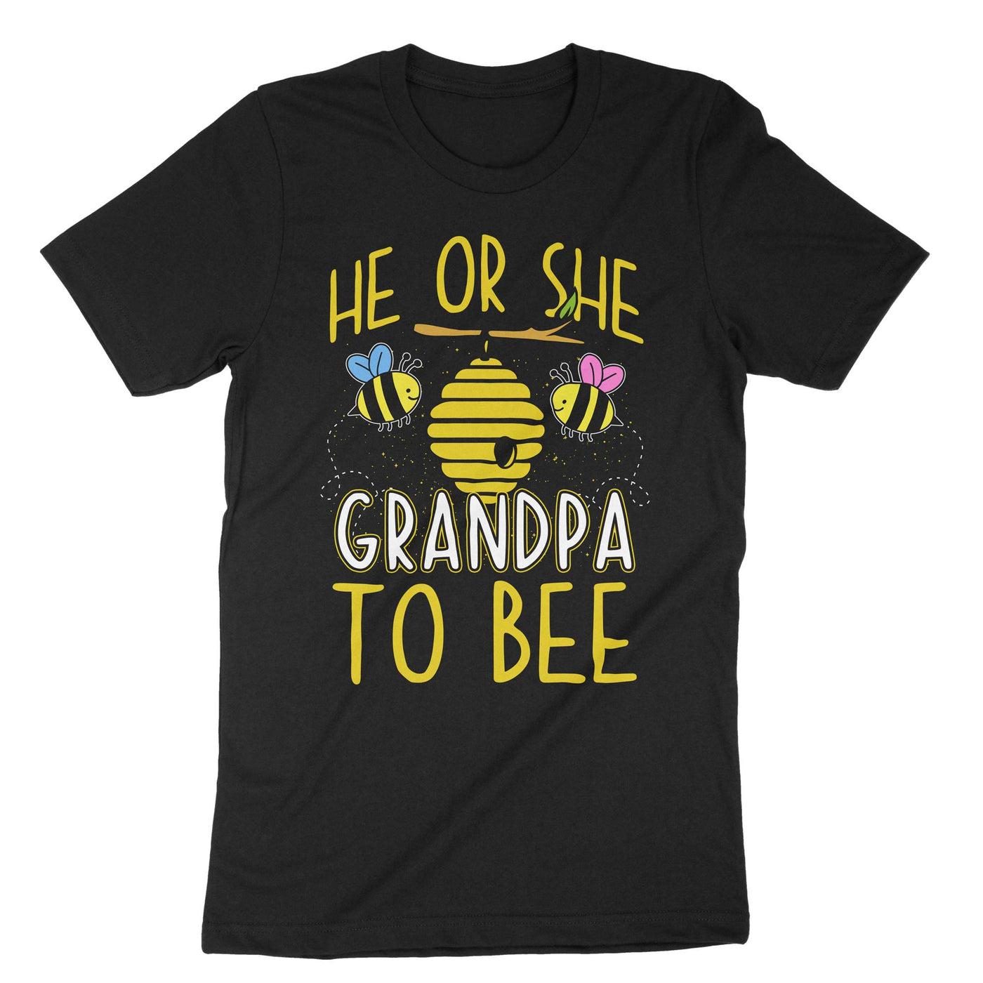 Black He Or She Grandpa To Bee T-Shirt#color_black