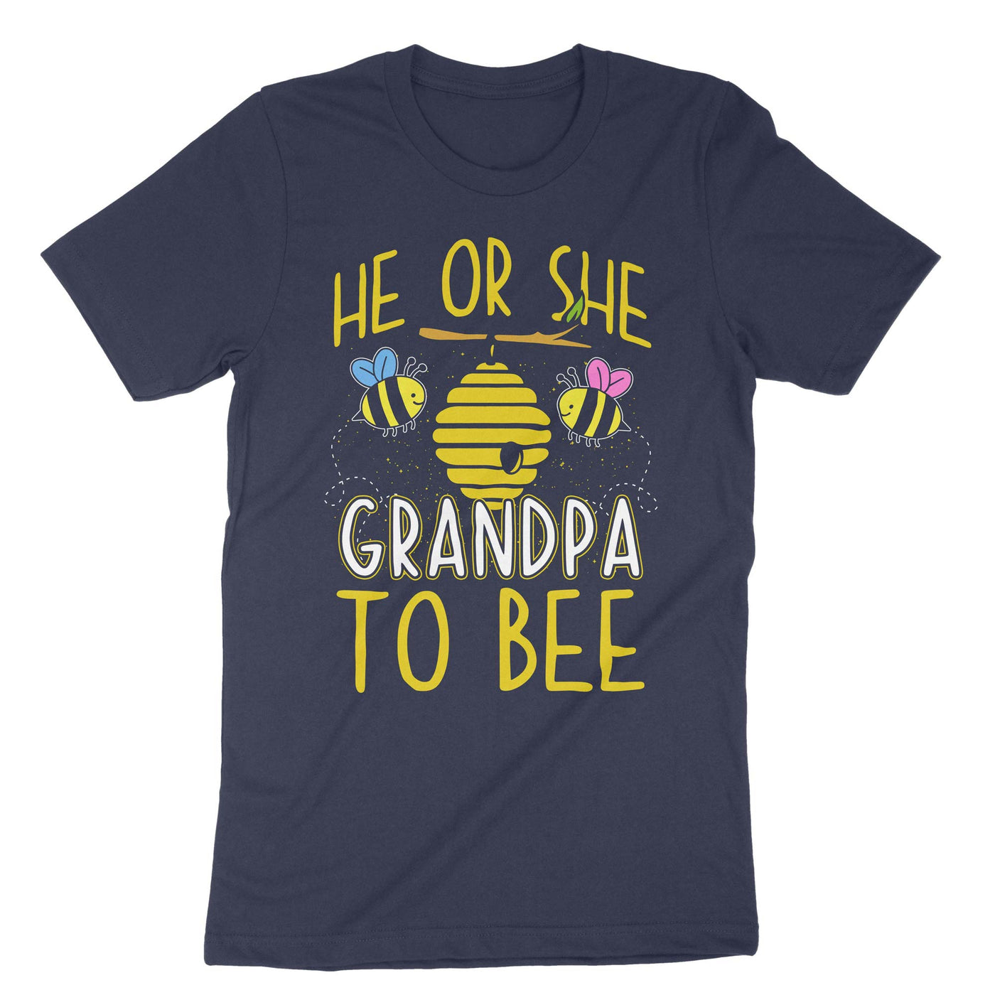 Navy He Or She Grandpa To Bee T-Shirt#color_navy