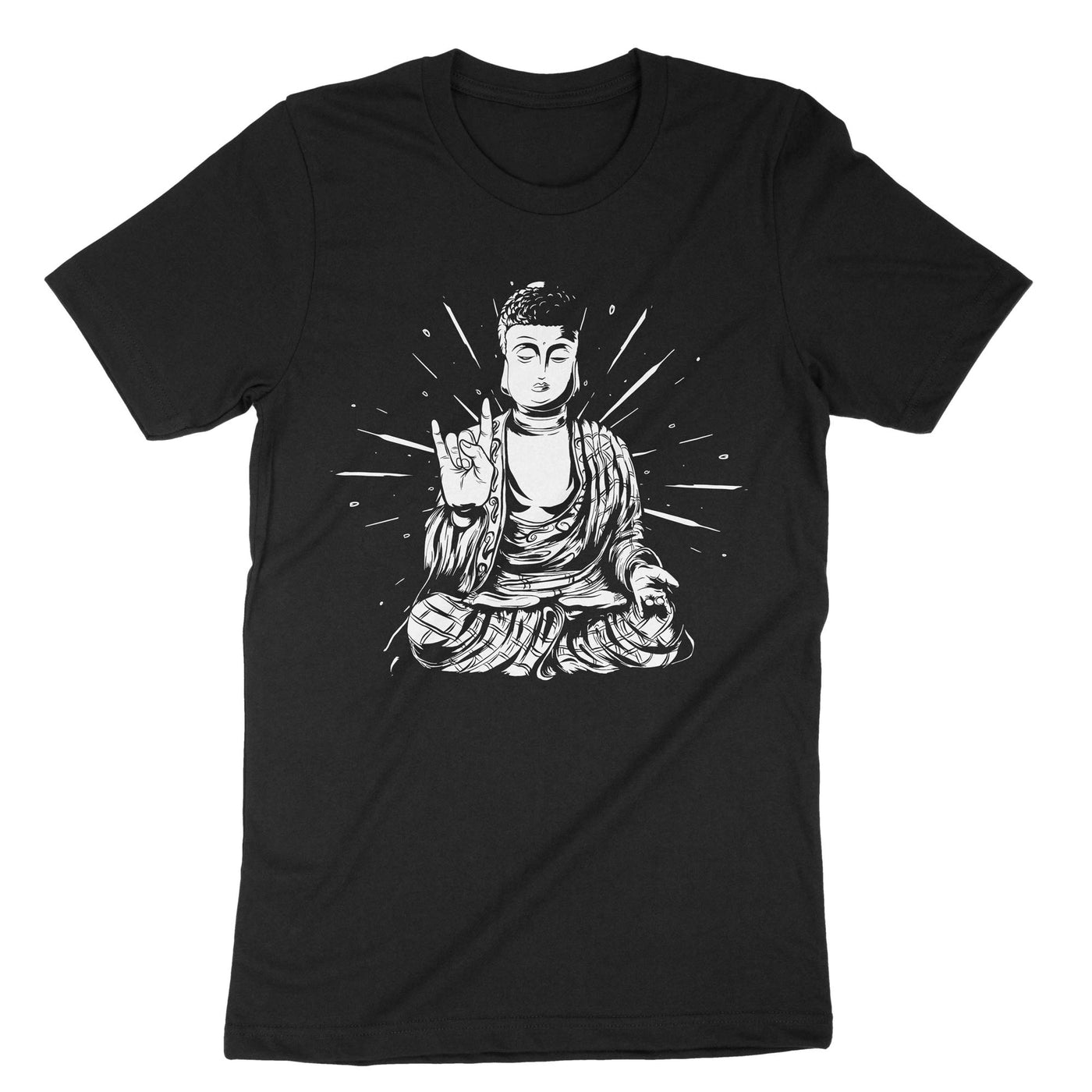 Black Rock And Roll Buddha T-Shirt#color_black