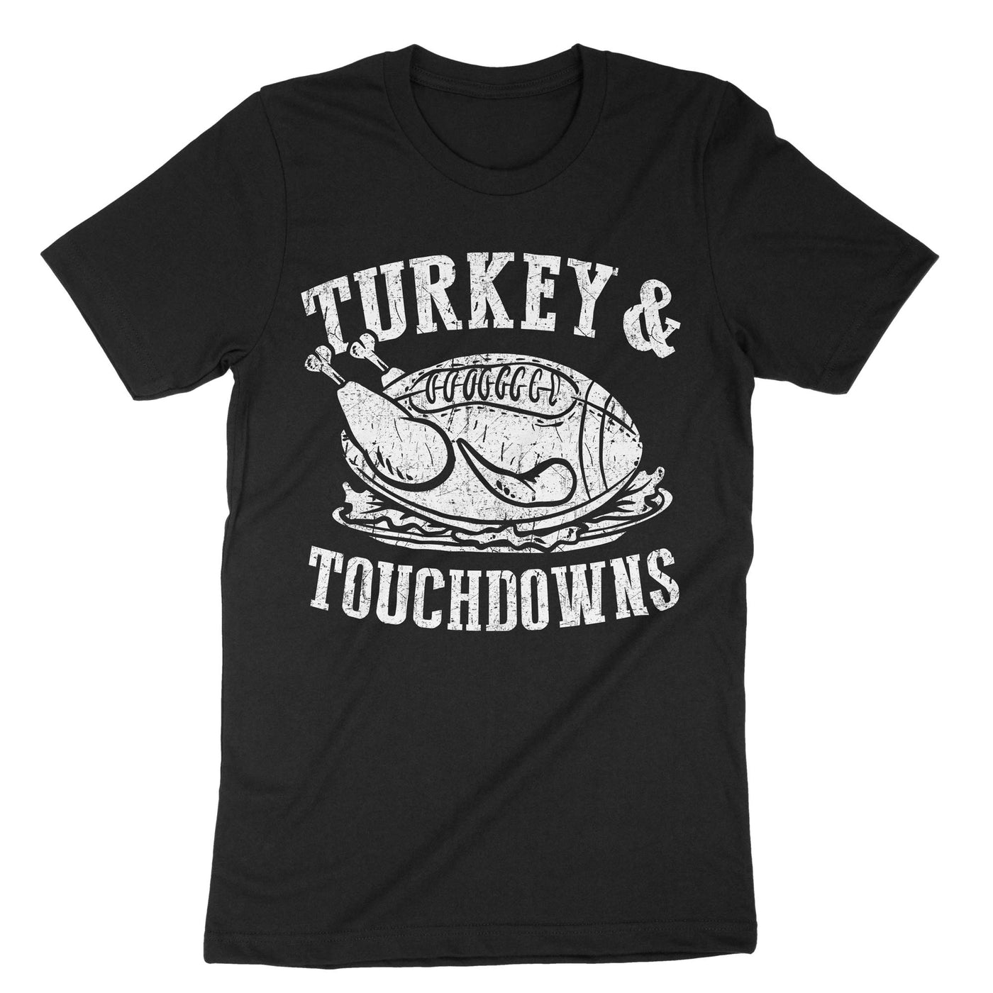 Black Turkey And Touchdowns T-Shirt#color_black