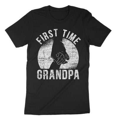 Black First Time Grandpa T-Shirt#color_black