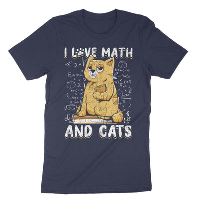 Navy I Love Math And Cats T-Shirt#color_navy