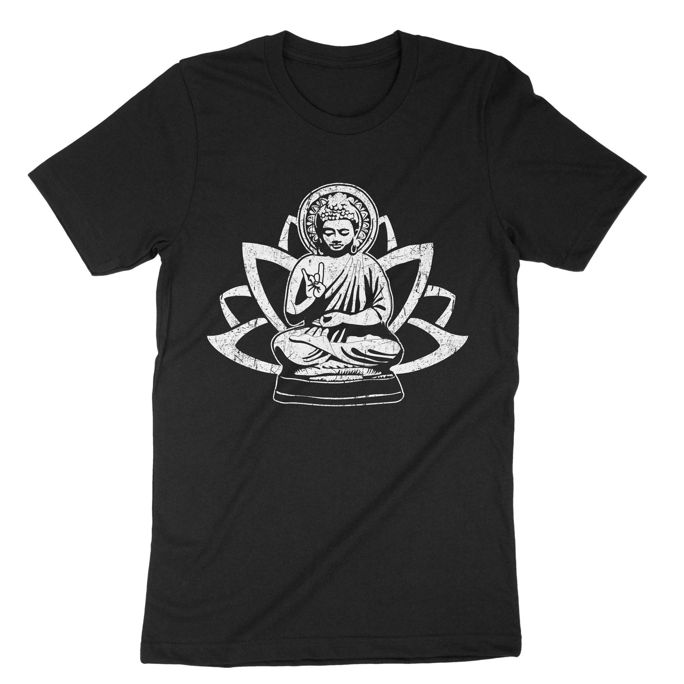 Black Rock And Roll Buddha T-Shirt#color_black