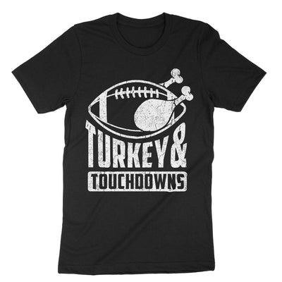 Black Turkey And Touchdowns T-Shirt#color_black
